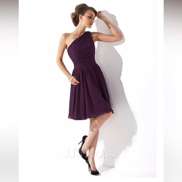 NWT JJs House One-Shoulder Dress in Deep Purple size 8 - Picture 4 of 12